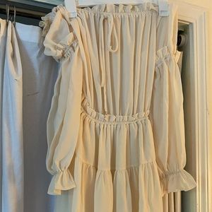 Beige ruffle dress